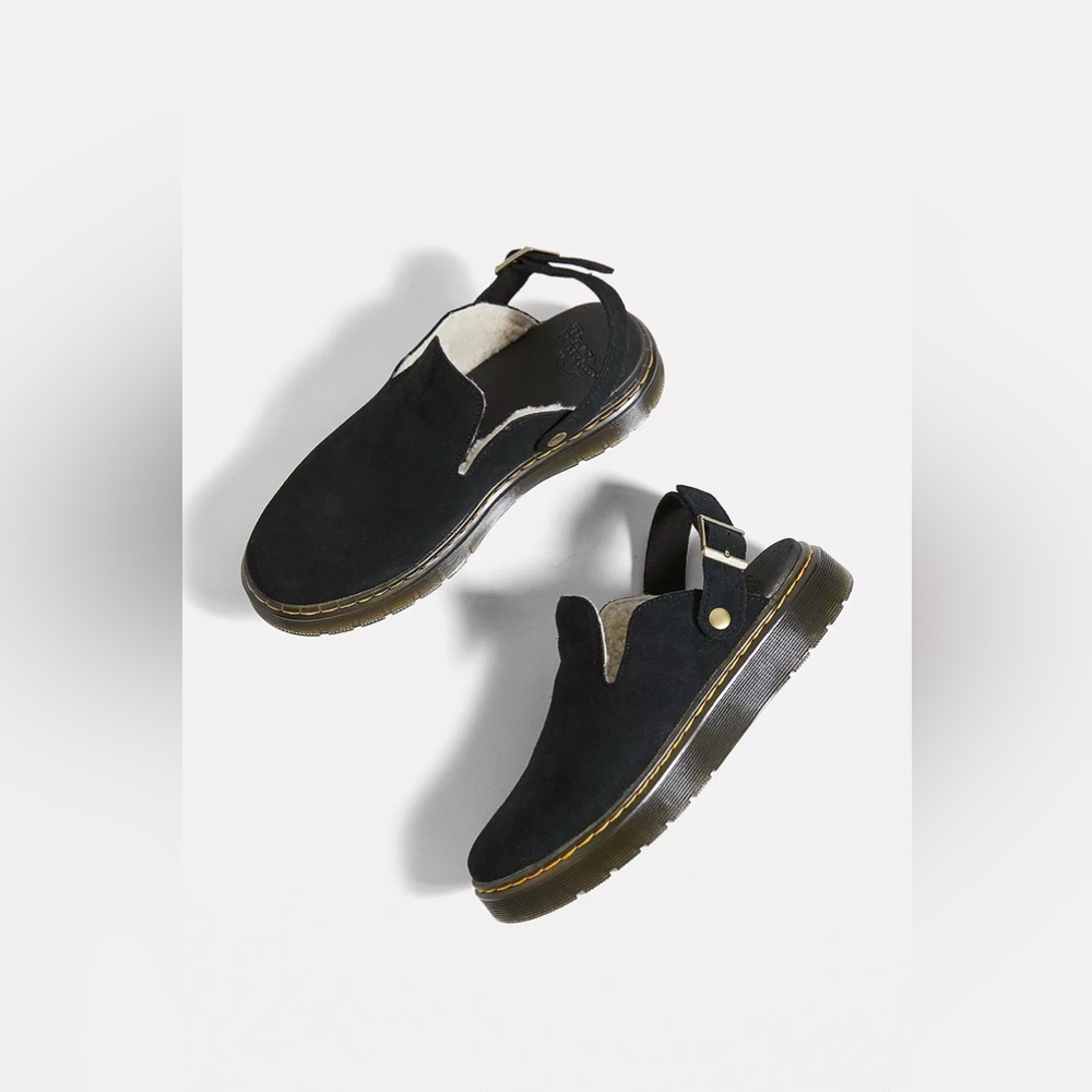 Dr. Martens Black Suede Lined Carlson Slingback Mules